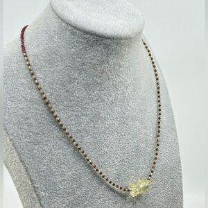 New Gemstone Strand of Garnet & Chrysoprase with Hello Kitty Charm